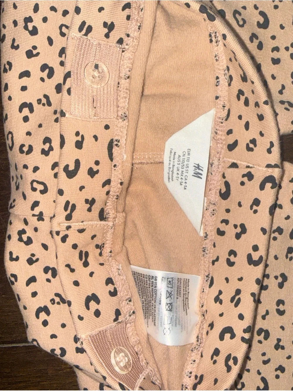 H&M Girls Leopard Print Leggings Beige Cotton Blend Pants Size 5T